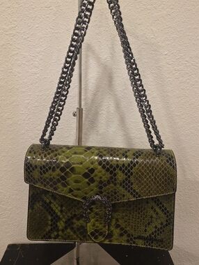 Marina Galanti Green Snake-Print Chain Shoulder Bag - Women